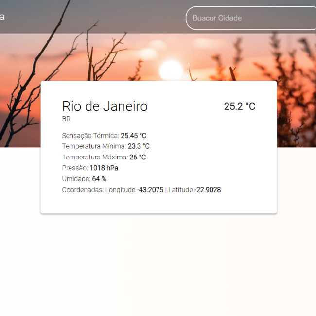 Imagem do projeto busca clima